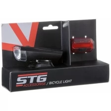 Комплект фонарей велосипедных STG (Комплект фонарей велосипедныхSTG,JY7024+6068T,задний+передний,резин.Хомут.Бат:(2*CR2032)(нет в комл))