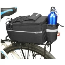 Водонепроницаемая задняя сумка Grand Price для велосипеда со светоотражателем и отсеком для бутылки, 38x15,5x16 см, черный